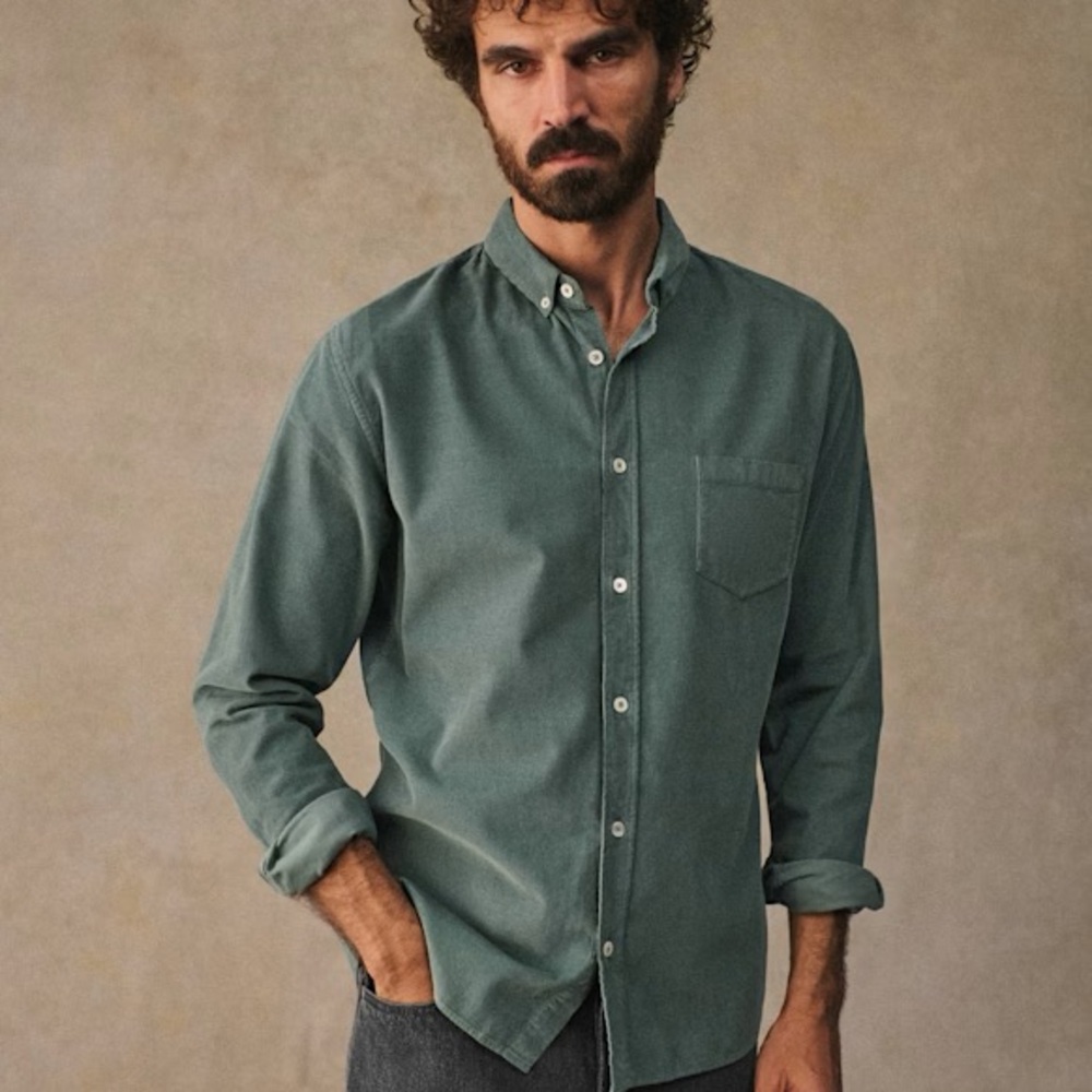 Sezane / Octobre Éditions Velvet Charley Shirt in Steel Blue